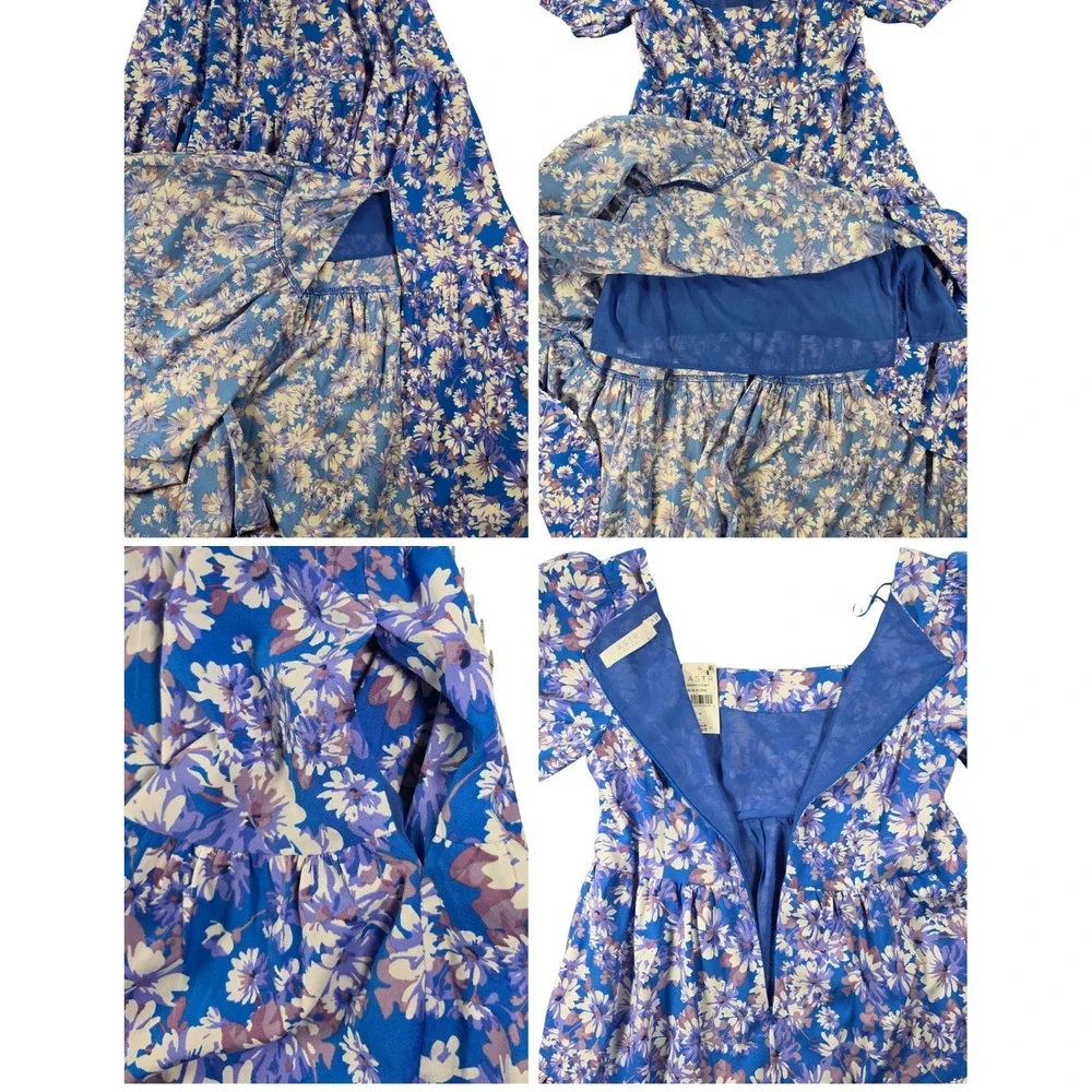 NWT Floral Puff Sleeve Flowy silhouette Midi Colorful Dress Women M ASTR - Picture 4 of 9